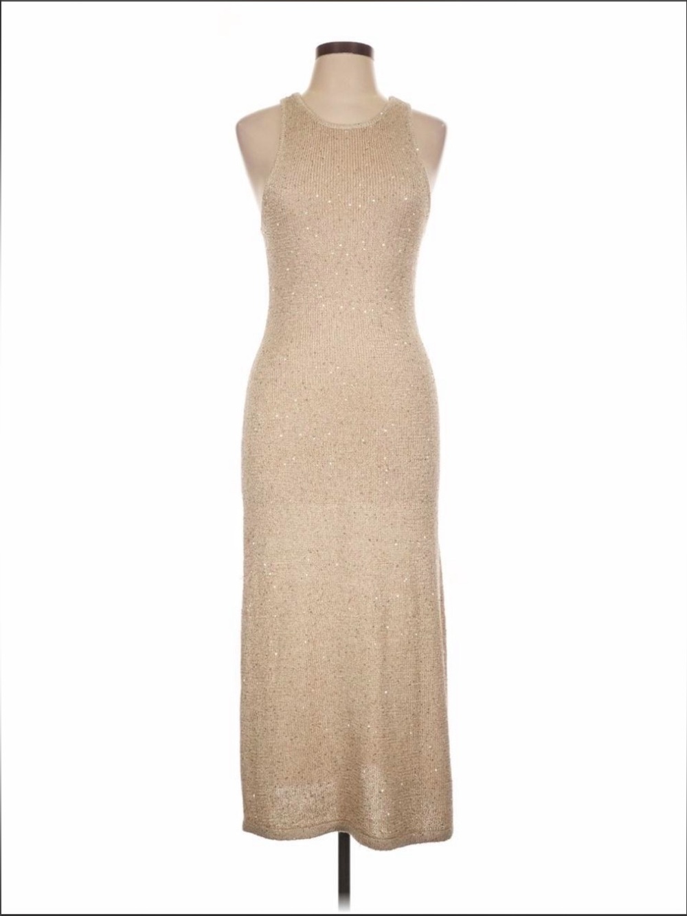 House of Harlow Sleeveless Tan/Gold Sequin  Maxi Dress - Beige